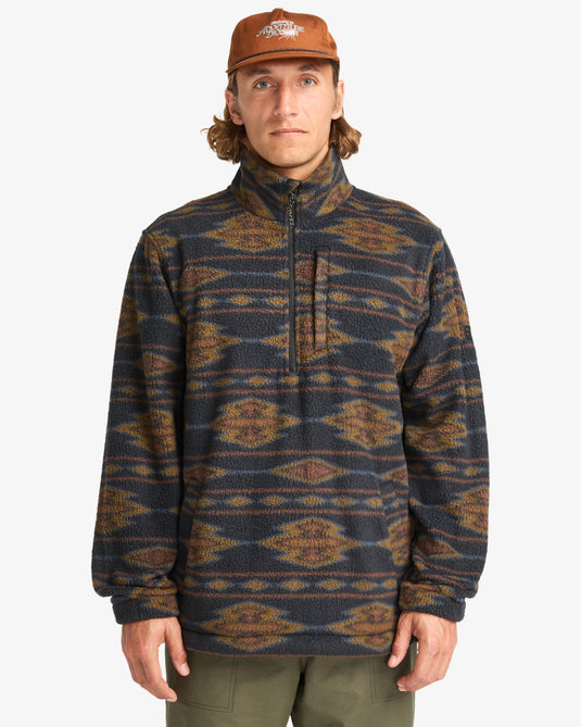 Billabong Men's Boundary Half Zip Mock Neck Fleece Black1 24A411507-BK1