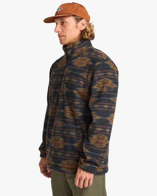 Billabong Men's Boundary Half Zip Mock Neck Fleece Black1 24A411507-BK1