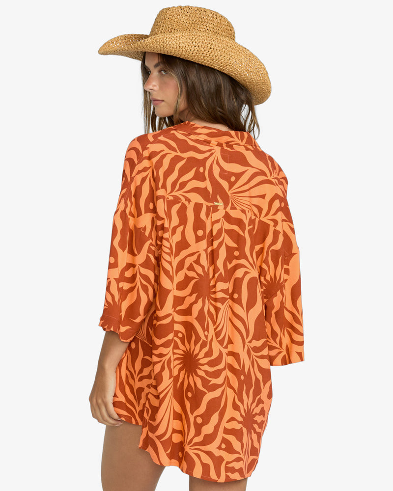 Load image into Gallery viewer, Billabong Women&#39;s Beach Side Short Sleeves Shirt Orange Squeeze 24B041501-NJY0

