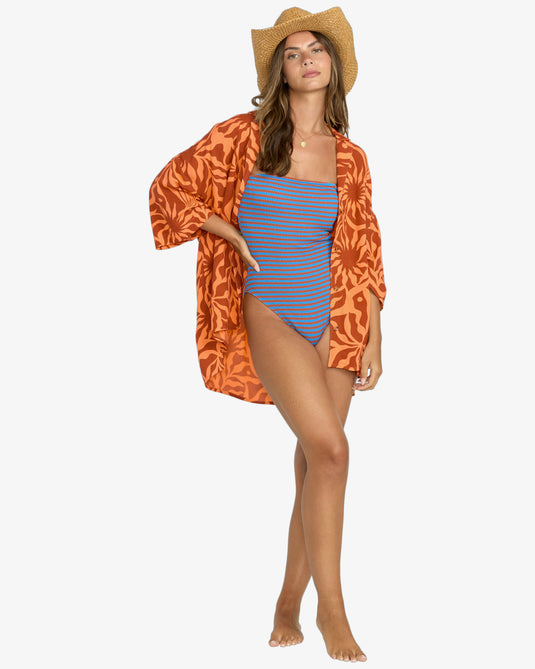 Billabong Women's Beach Side Short Sleeves Shirt Orange Squeeze 24B041501-NJY0