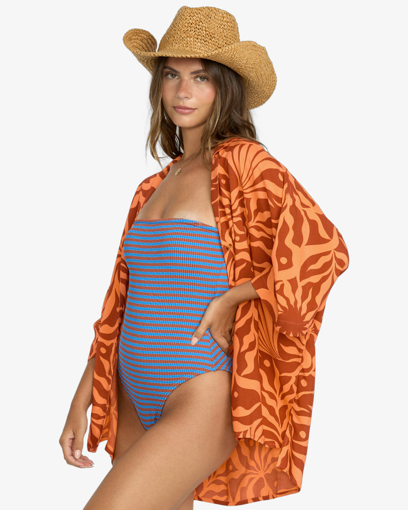 Load image into Gallery viewer, Billabong Women&#39;s Beach Side Short Sleeves Shirt Orange Squeeze 24B041501-NJY0
