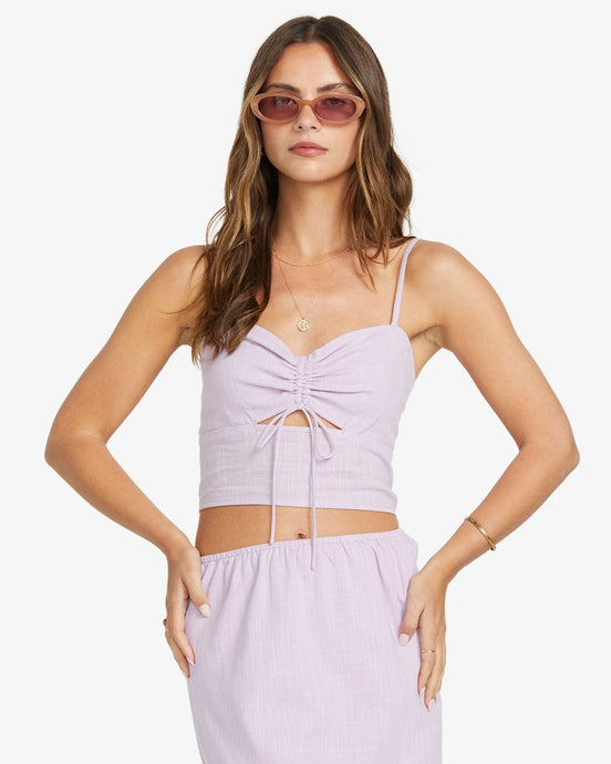 Billabong Women's Lost Lovers Crop Tank Top Amethyst Smoke 24B041511-AMS