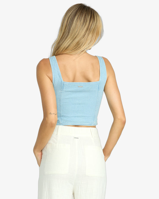 Billabong Women's Sunwashed Denim Vest Top Salt Blue 24B042504-BSA