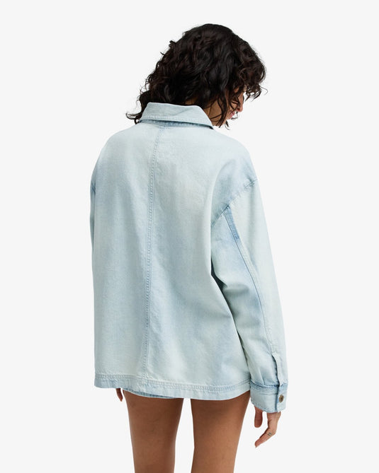 Billabong Women's Jade Saltwashed Oversized Overshirt Blue Mist 24B051601-BMT