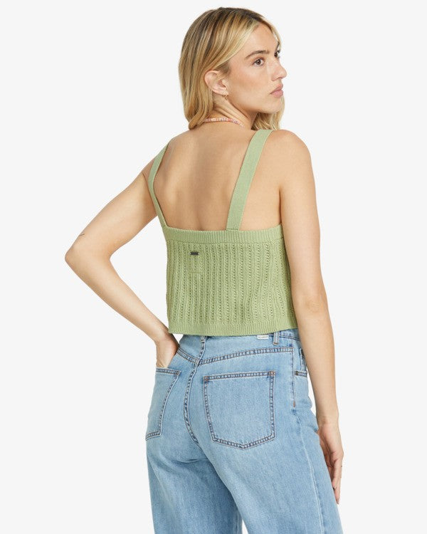 Load image into Gallery viewer, Billabong Women&#39;s Tropic Rome Sweater Tank Top Pistachio 24B071504-GFM0
