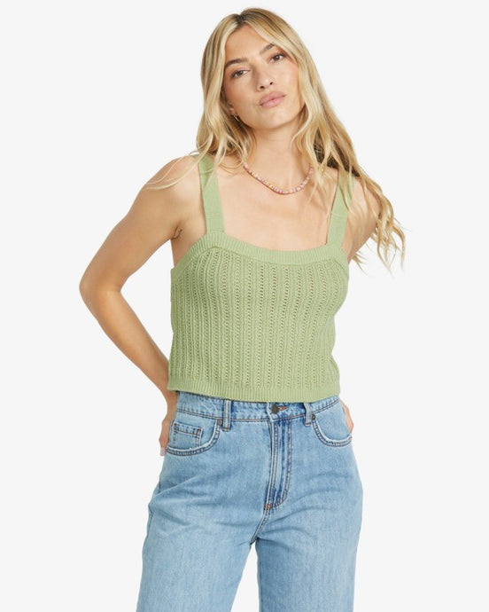 Billabong Women's Tropic Rome Sweater Tank Top Pistachio 24B071504-GFM0