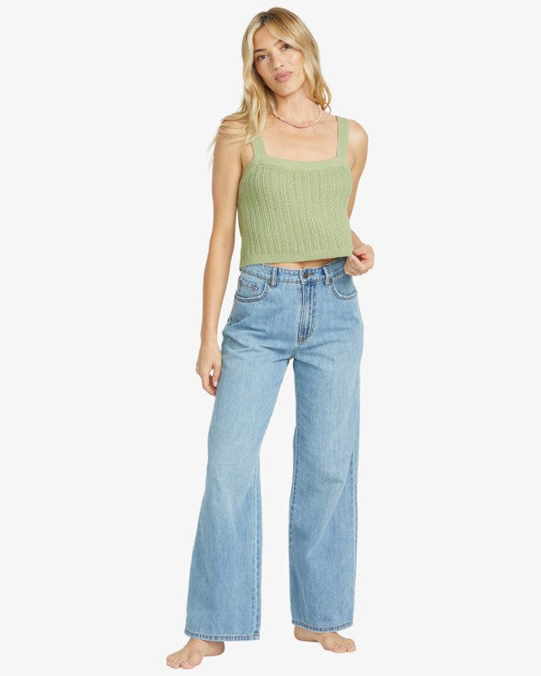 Load image into Gallery viewer, Billabong Women&#39;s Tropic Rome Sweater Tank Top Pistachio 24B071504-GFM0
