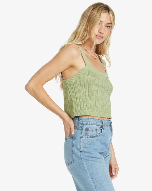 Billabong Women's Tropic Rome Sweater Tank Top Pistachio 24B071504-GFM0
