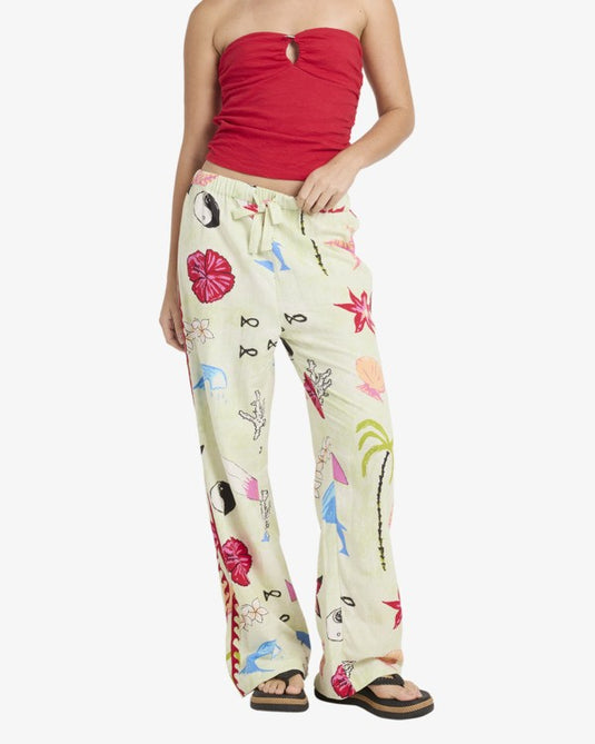 Billabong Women's Lottie Hall Wategos Pants Sunny Lime 24B121608-SLM
