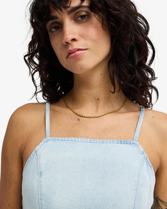 Billabong Women's Jade Saltwashed Denim Dress Blue Mist 24B131600-BMT