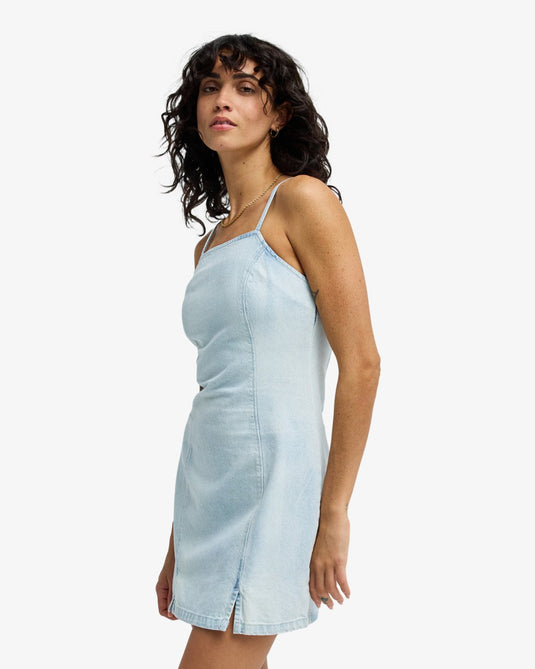 Billabong Women's Jade Saltwashed Denim Dress Blue Mist 24B131600-BMT