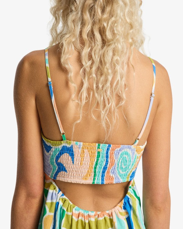 Load image into Gallery viewer, Billabong Women's Island Life Midi Strapless Dress Blue Multi 24B131624-BLM
