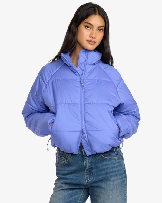 Billabong Women's High Line Quilted Puffer Jacket Iris 24B153503-IRS