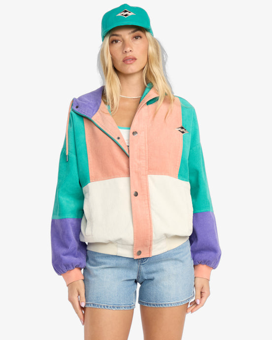 Billabong Women's Set The Tone Corduroy Jacket Aqua Haze 24B153505-AHZ