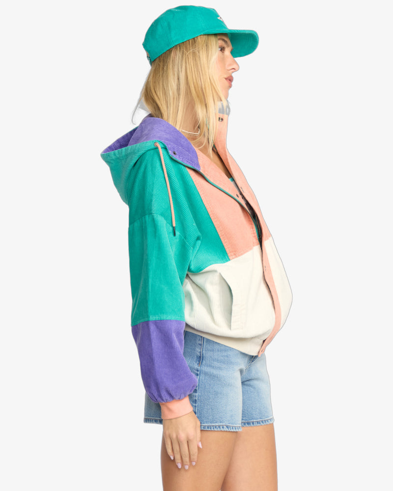 Load image into Gallery viewer, Billabong Women&#39;s Set The Tone Corduroy Jacket Aqua Haze 24B153505-AHZ
