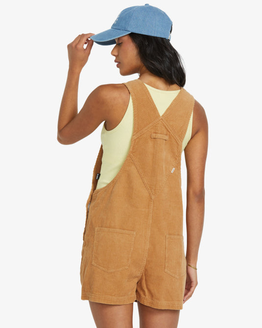 Billabong Women's Sand Canyon Overall Shorts Biscuit 24B201507-TLM0