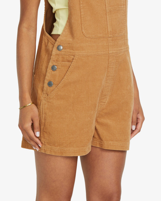 Billabong Women's Sand Canyon Overall Shorts Biscuit 24B201507-TLM0
