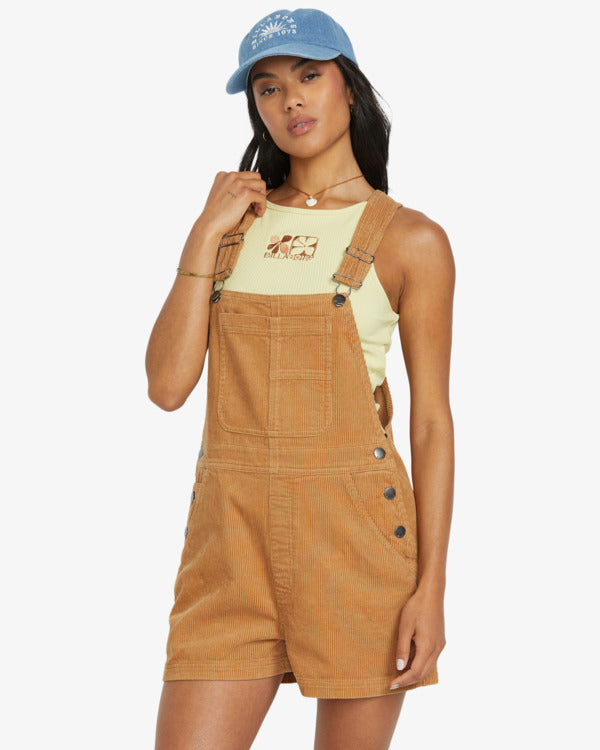 Load image into Gallery viewer, Billabong Women&#39;s Sand Canyon Overall Shorts Biscuit 24B201507-TLM0
