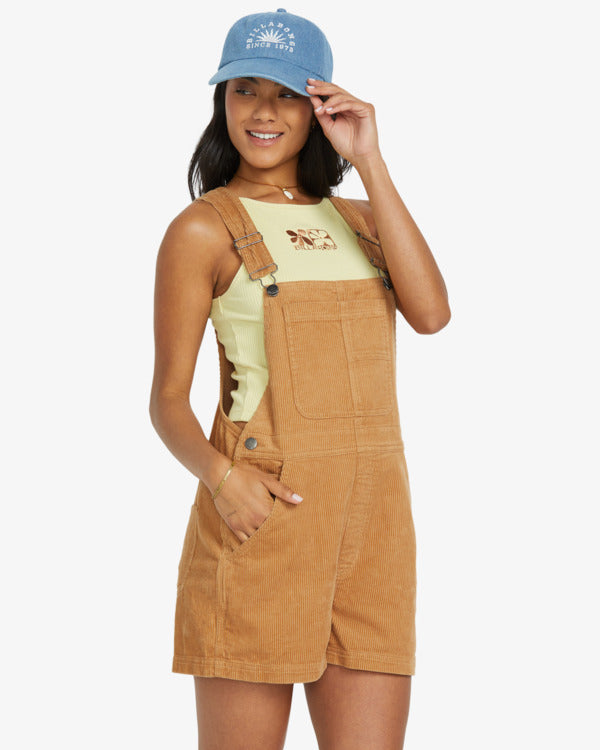 Load image into Gallery viewer, Billabong Women&#39;s Sand Canyon Overall Shorts Biscuit 24B201507-TLM0
