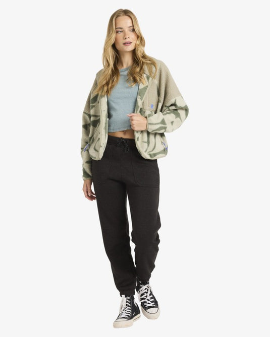 Billabong Women's Popoyo Snap Up Fleece Seagrass 24B313503-GHJ0