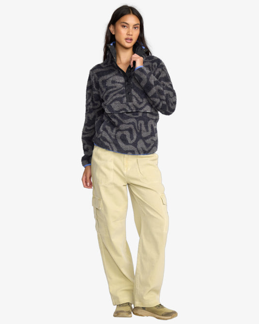 Billabong Women's Switchback Mock Neck Fleece Black Sands 24B411506-BSD