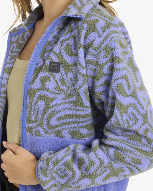 Billabong Women's Rock Jetty Mock Neck Zip Up Fleece Iris 24B483503-IRS