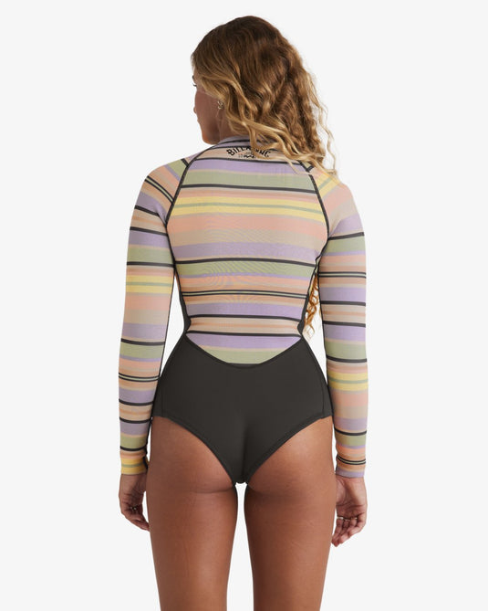 Billabong Women's 2/2mm Salty Dayz Natural Front Zip Long Sleeves Springsuit Black Multi 24BW191503-BML