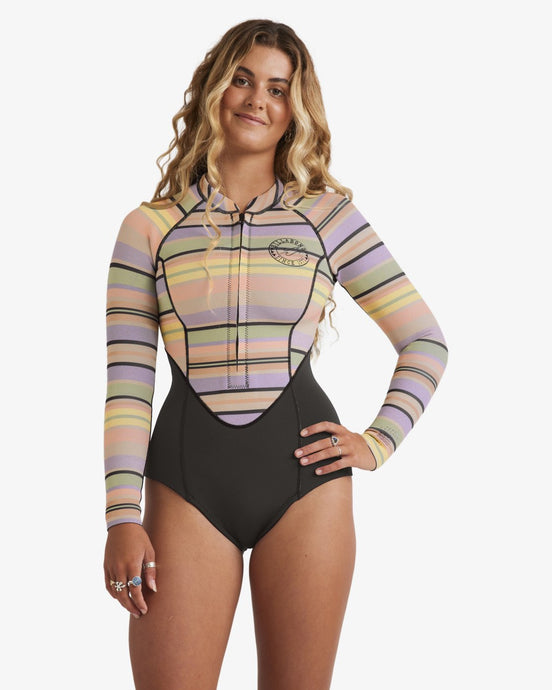 Billabong Women's 2/2mm Salty Dayz Natural Front Zip Long Sleeves Springsuit Black Multi 24BW191503-BML