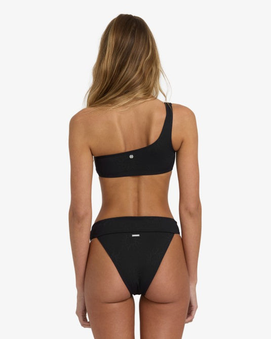 Billabong Women's Laura Twisted Sun One Shoulder Tank Bikini Top Black Pebble 24O174501-BPB