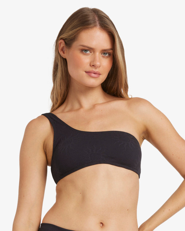 Load image into Gallery viewer, Billabong Women's Laura Twisted Sun One Shoulder Tank Bikini Top Black Pebble 24O174501-BPB
