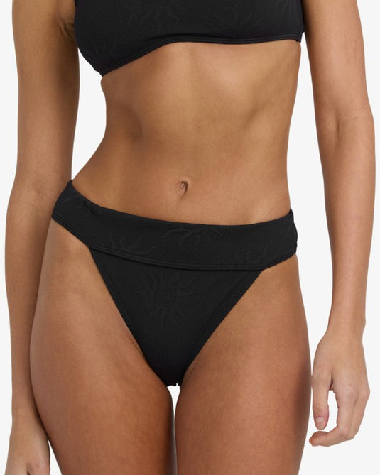 Billabong Women's Laura Twisted Sun Aruba High Leg Bikini Bottom Black Pebble 24O204500-BPB