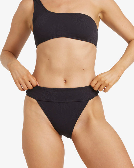 Billabong Women's Laura Twisted Sun Aruba High Leg Bikini Bottom Black Pebble 24O204500-BPB