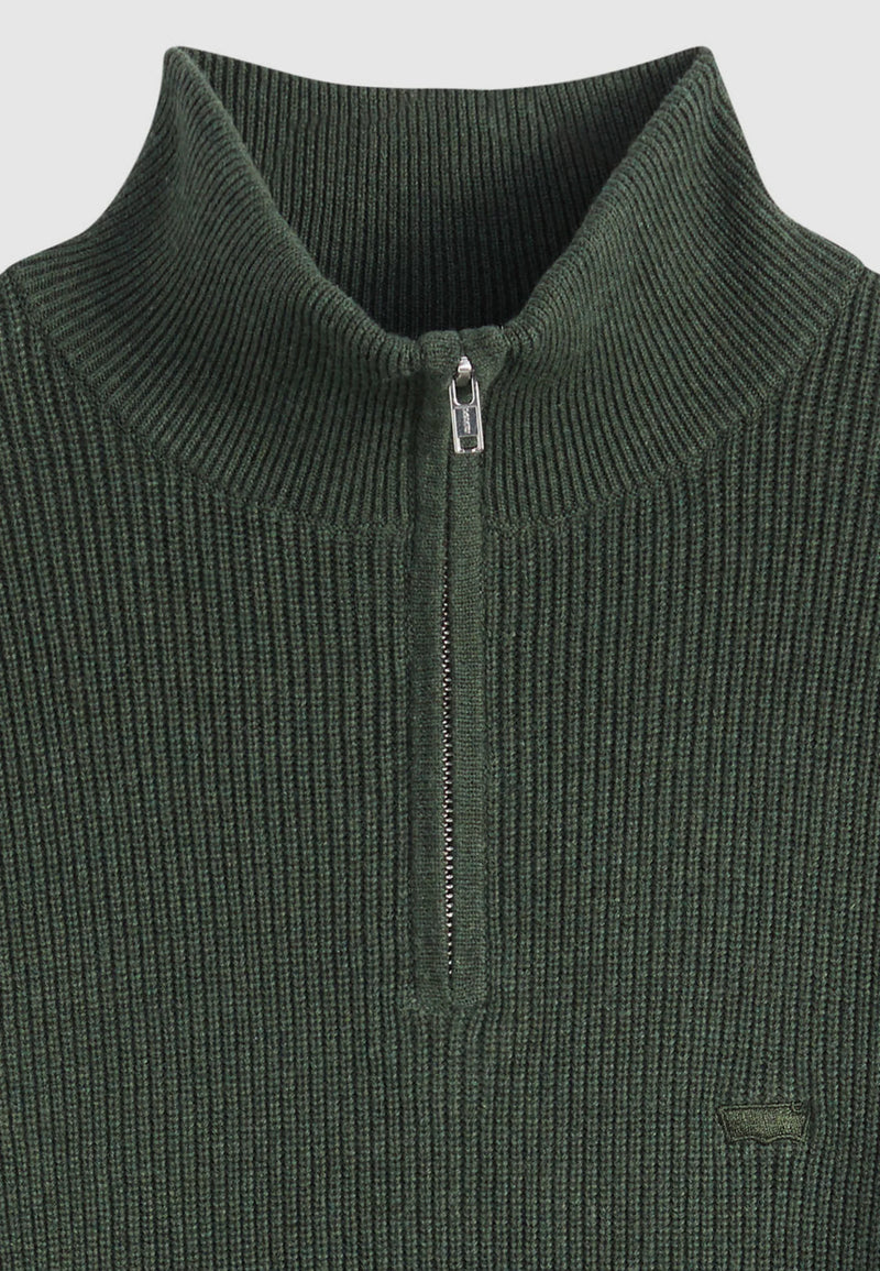 Load image into Gallery viewer, Levi's Men's Housemark Quarter Zip Sweater Duffel Bag Heather Green 0058U0001
