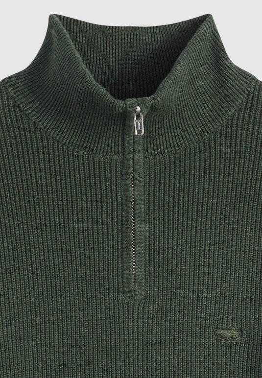 Levi's Men's Housemark Quarter Zip Sweater Duffel Bag Heather Green 0058U0001