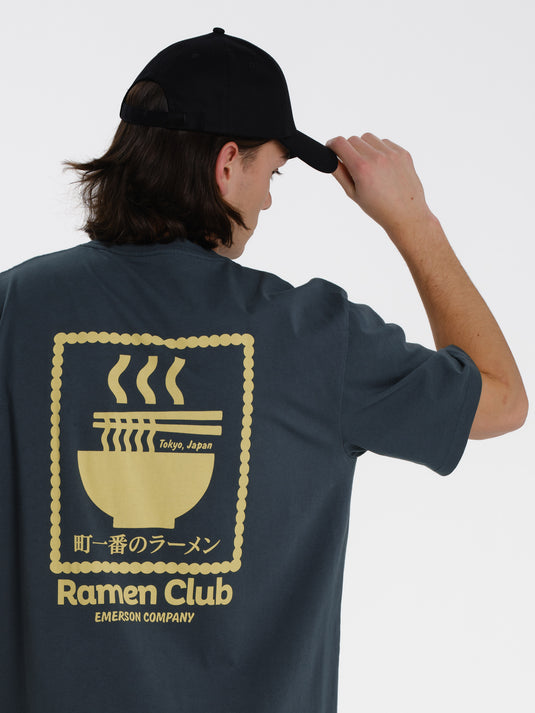 Emerson Men's "Ramen Club" Short Sleeve T-shirt Teal Blue 261.EM33.23-Teal-Blue