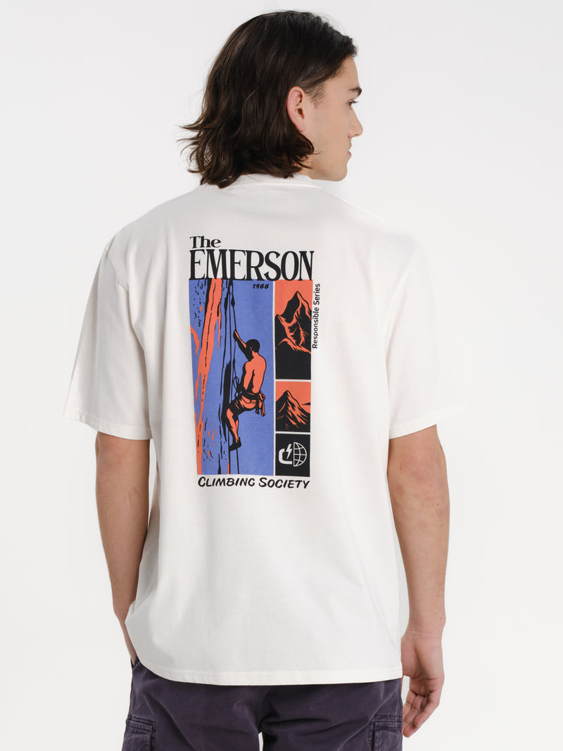 Load image into Gallery viewer, Emerson Men's "Climbing Society" Short Sleeve T-shirt Off White 261.EM33.26-Off-White
