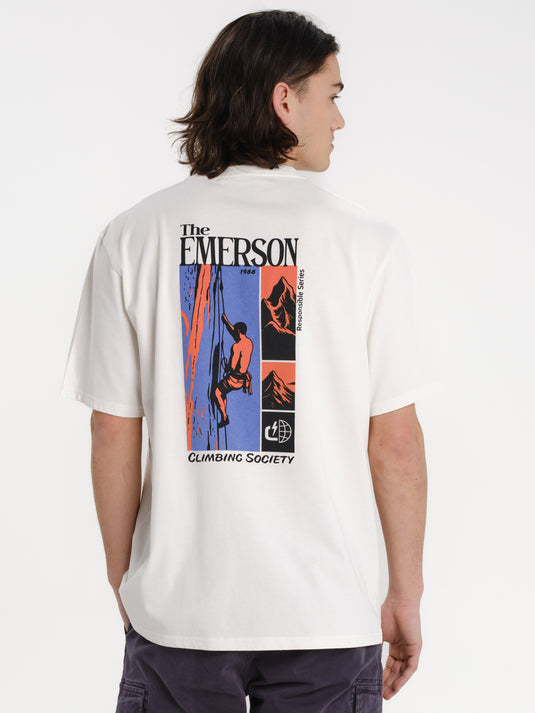 Emerson Men's "Climbing Society" Short Sleeve T-shirt Off White 261.EM33.26-Off-White