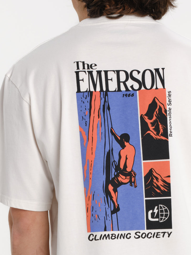 Load image into Gallery viewer, Emerson Men's "Climbing Society" Short Sleeve T-shirt Off White 261.EM33.26-Off-White
