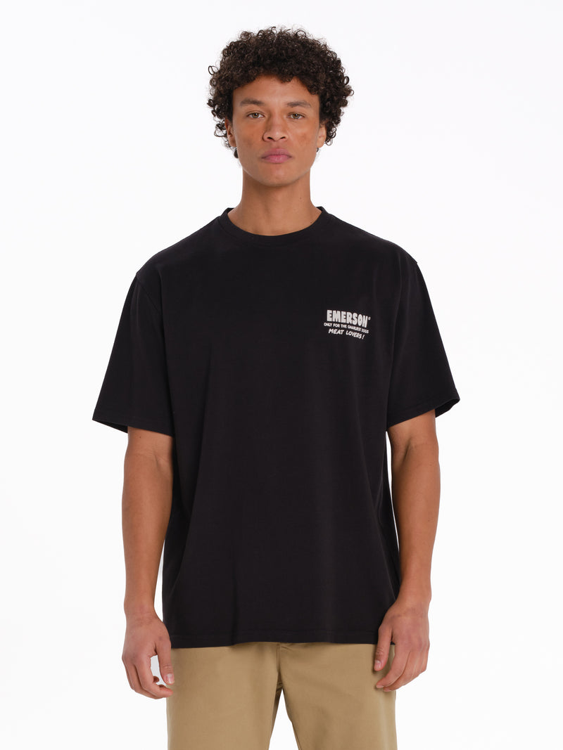 Load image into Gallery viewer, Emerson Men's "World Famous Steaks" Short Sleeve T-shirt Black 261.EM33.29-Black

