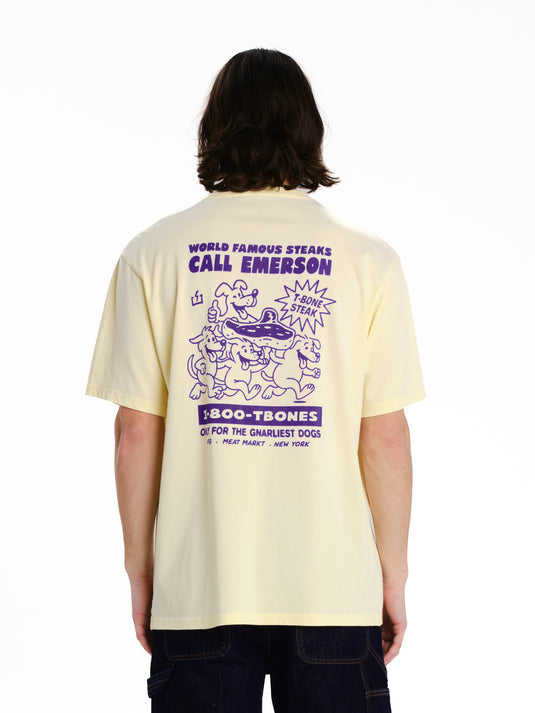 Emerson Men's "World Famous Steaks" T-shirt 261.EM33.29-Pale-Yellow