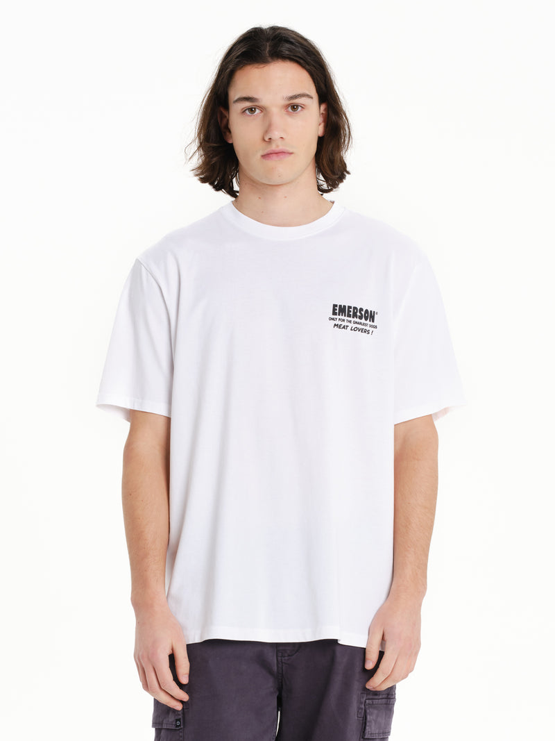Load image into Gallery viewer, Emerson Men's "World Famous Steaks" Short Sleeve T-shirt White 261.EM33.29-White
