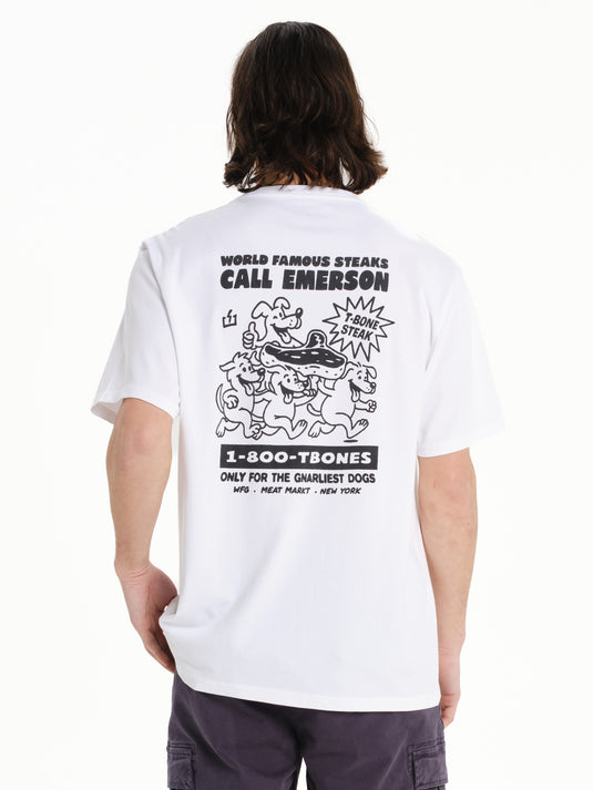 Emerson Men's "World Famous Steaks" Short Sleeve T-shirt White 261.EM33.29-White