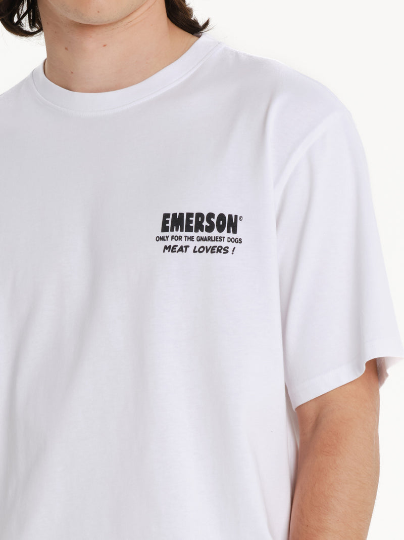 Load image into Gallery viewer, Emerson Men's "World Famous Steaks" Short Sleeve T-shirt White 261.EM33.29-White
