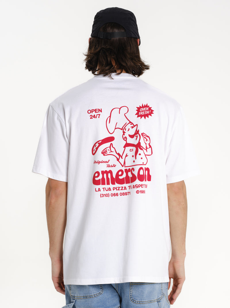 Load image into Gallery viewer, Emerson Men's Pizza Short Sleeve T-shirt White 261.EM33.35-White
