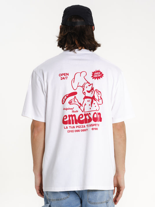 Emerson Men's Pizza Short Sleeve T-shirt White 261.EM33.35-White