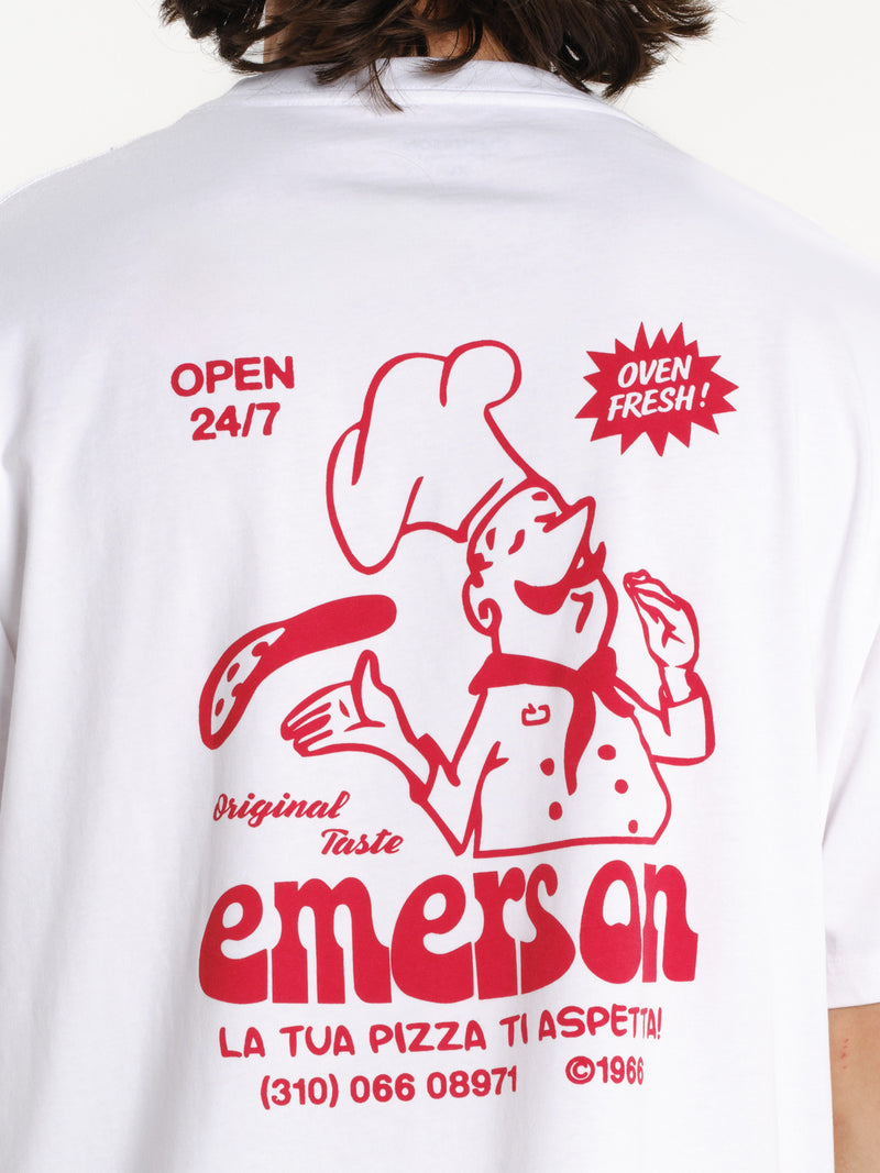 Load image into Gallery viewer, Emerson Men's Pizza Short Sleeve T-shirt White 261.EM33.35-White
