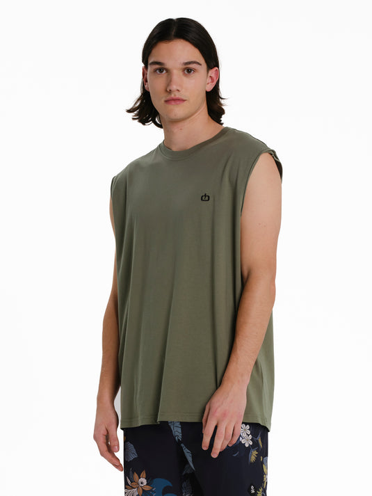 Emerson Men's Logo Embroidery Sleevelss T-shirt Olive Green 261.EM37.125-Olive-Green