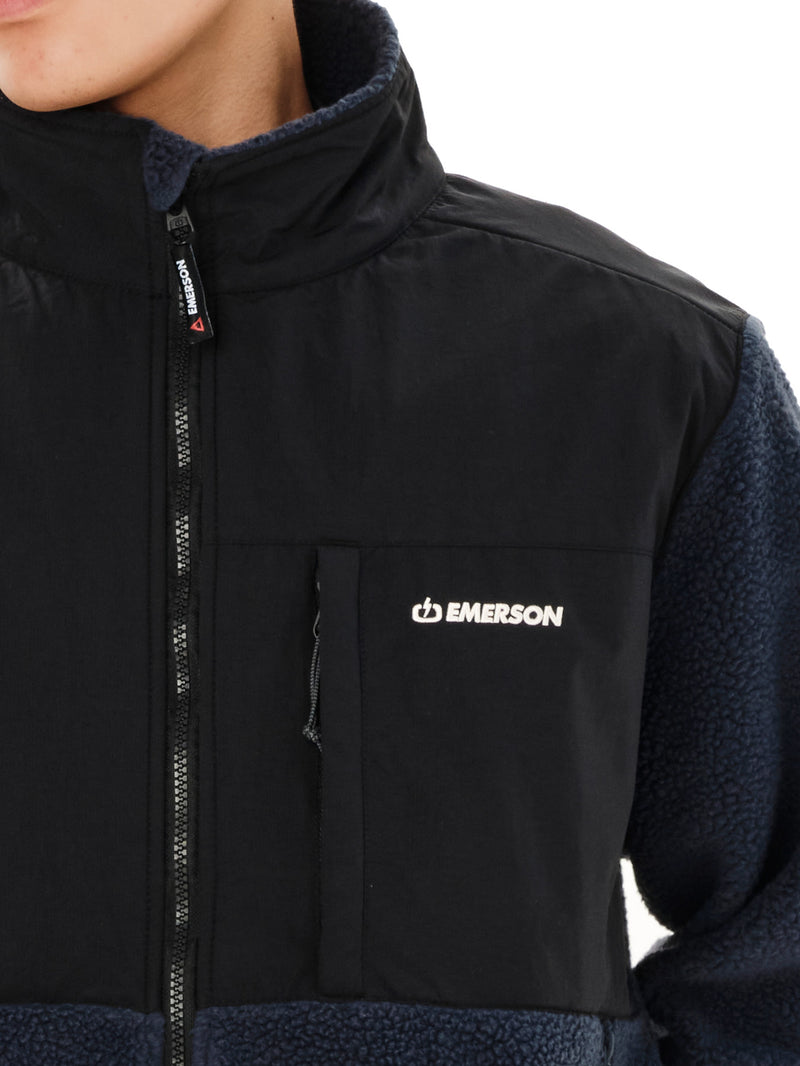 Load image into Gallery viewer, Emerson Men's Full Zip Sherpa Fleece Dusky Blue/Black 262.EM290.51-Dusky-Blue-Black
