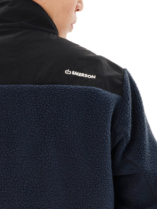 Emerson Men's Full Zip Sherpa Fleece Dusky Blue/Black 262.EM290.51-Dusky-Blue-Black