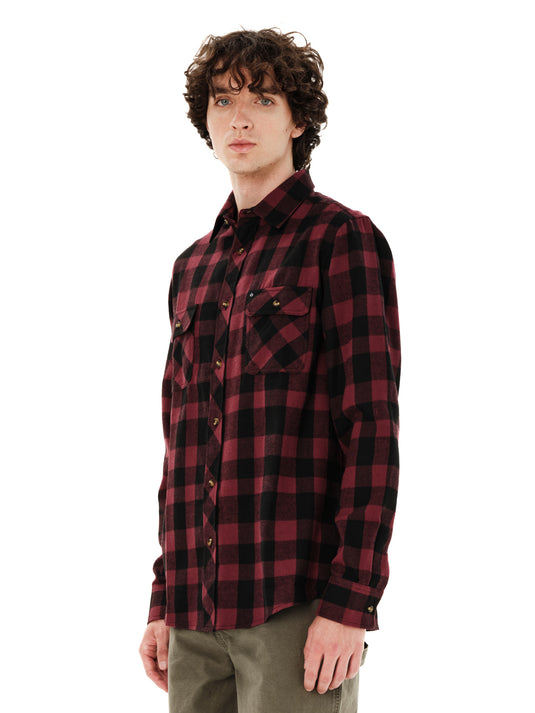 Emerson Men's Checkered Flannel Shirt Beet Red Black 262.EM60.80-Beet-Red-Black